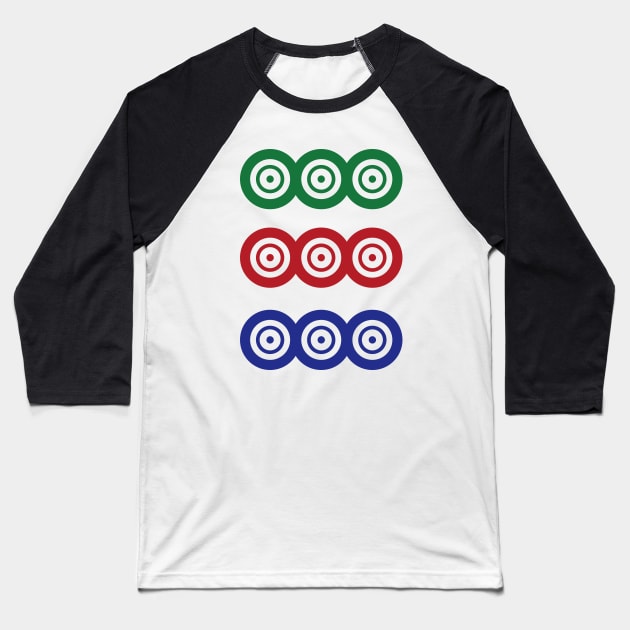 Nine Circle Wheel Dot Jiu Tong 筒 Tile. It's Mahjong Time! Baseball T-Shirt by Teeworthy Designs
